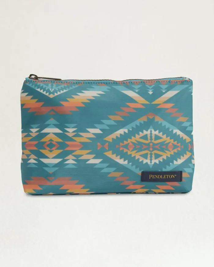 WomenMen SUMMERLAND BRIGHT CANOPY CANVAS ZIP POUCH Turquoise Pendleton Wallets and Handbags