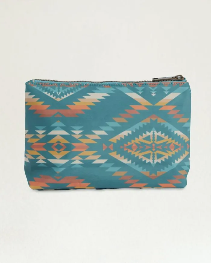 WomenMen SUMMERLAND BRIGHT CANOPY CANVAS ZIP POUCH Turquoise Pendleton Wallets and Handbags
