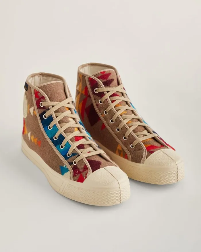 WomenMen US RUBBER CO X PENDLETON PILOT ROCK HIGH TOPS Tan Pendleton Shoes and Sandals WomenMen US RUBBER CO X PENDLETON PILOT ROCK HIGH TOPS Tan Pendleton Shoes and Sandals