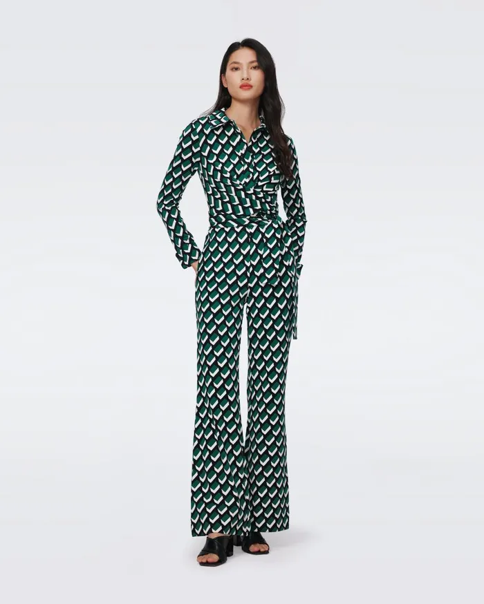 Women Michelle Jumpsuit Blocks Green DVF Jumpsuits and Rompers