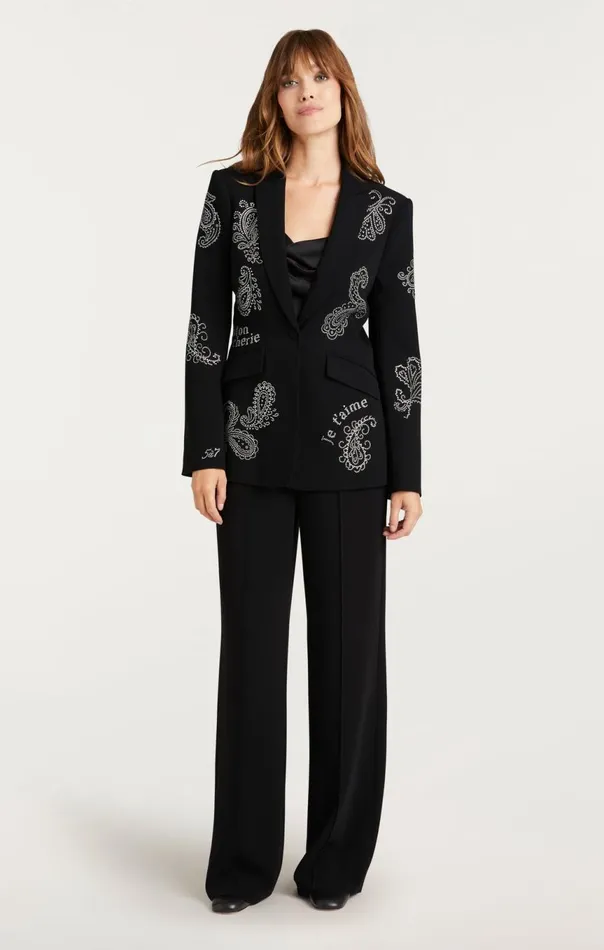 Women Mini Paisley Embellished Cheyenne Blazer Black Cinq Sept Blazers
