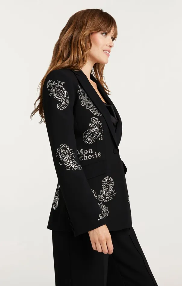 Women Mini Paisley Embellished Cheyenne Blazer Black Cinq Sept Blazers