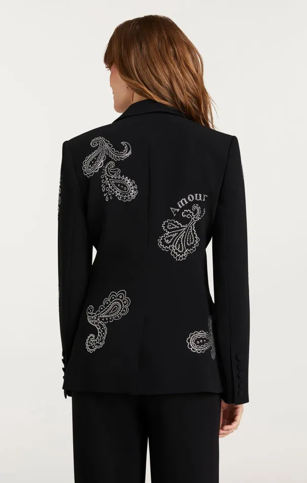 Women Mini Paisley Embellished Cheyenne Blazer Black Cinq Sept Blazers