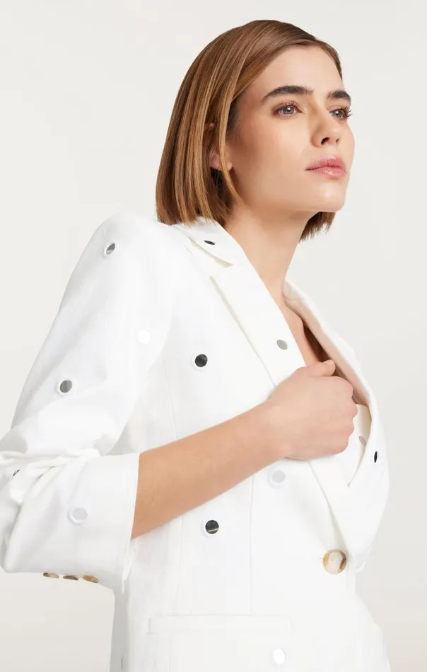 Women Mirror Denim Khloe Blazer White Cinq Sept Denim
