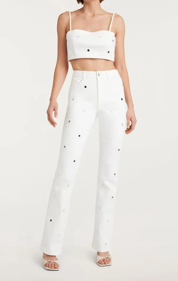 Women Mirror Denim Shailene Pant White Cinq Sept Denim