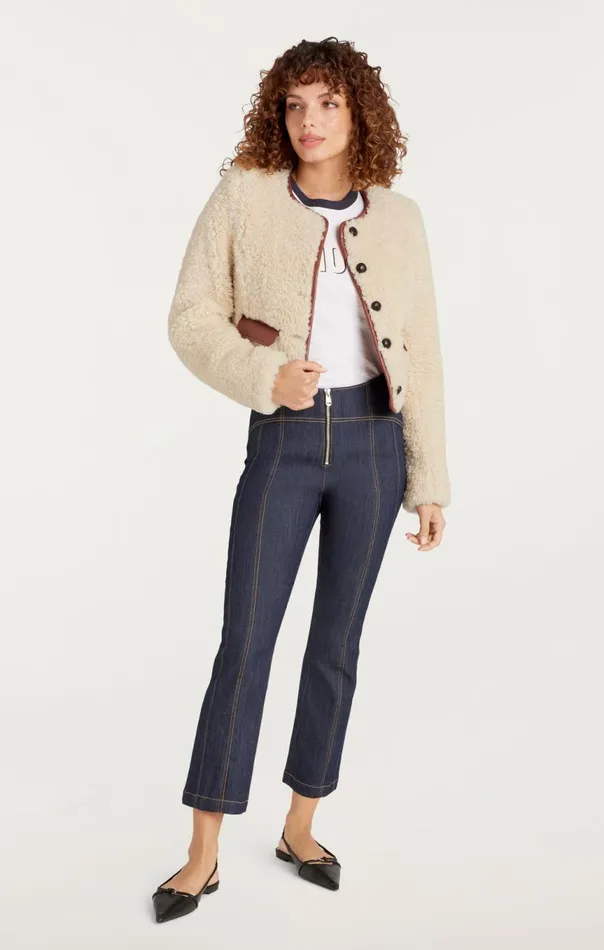 Women Naia Jacket Ivorymahogany Cinq Sept Outerwear