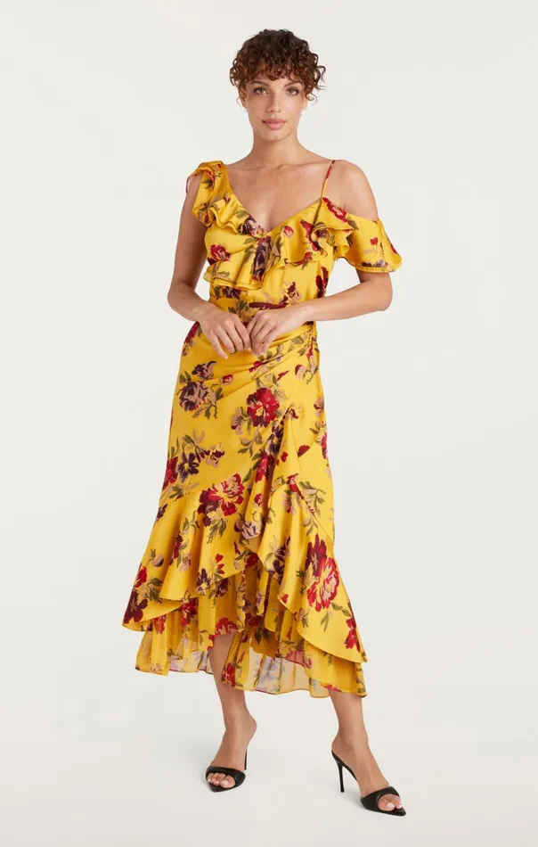 Women Nara Dress Deepgoldmulti Cinq Sept Midi