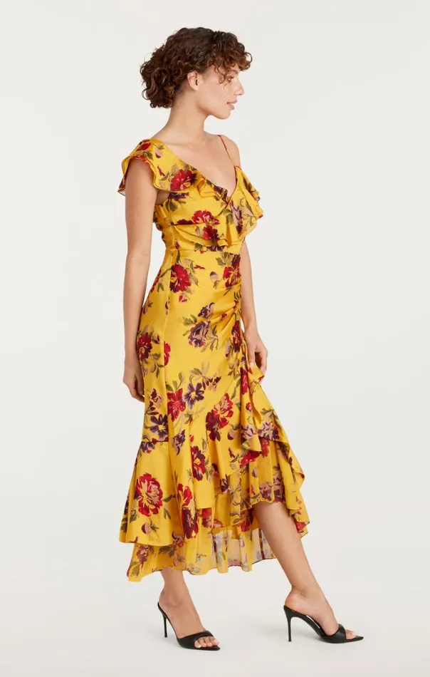 Women Nara Dress Deepgoldmulti Cinq Sept Midi