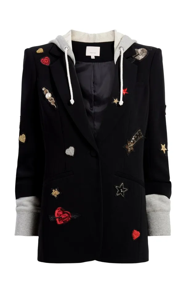 Women Nebula Embellished Hooded Khloe Blazer Blackmulti Cinq Sept Blazers
