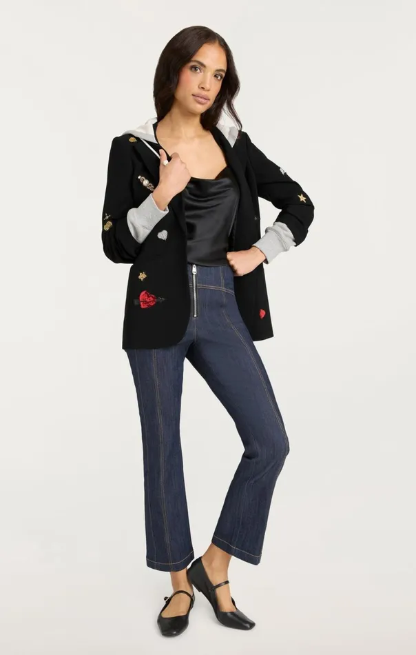 Women Nebula Embellished Hooded Khloe Blazer Blackmulti Cinq Sept Blazers