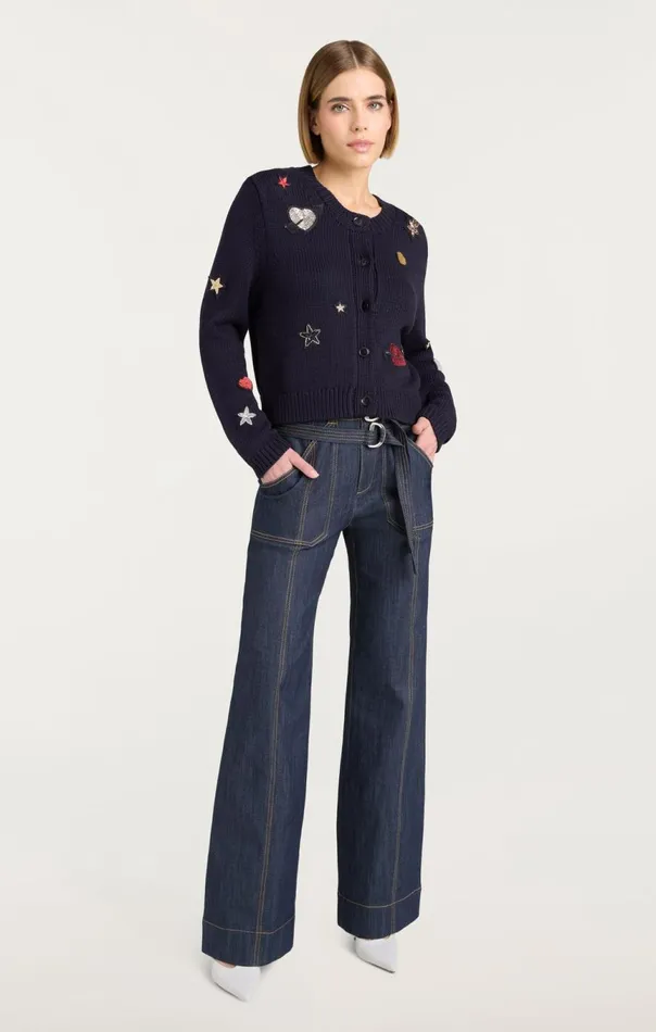 Women Nebula Embellished Piera Cardigan Black Cinq Sept Sweaters and Knits