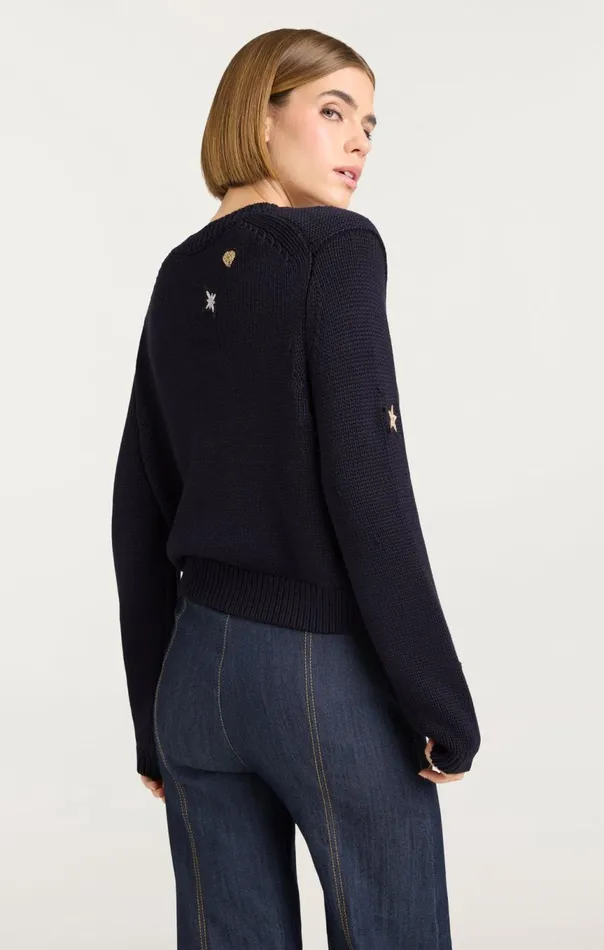 Women Nebula Embellished Piera Cardigan Black Cinq Sept Sweaters and Knits