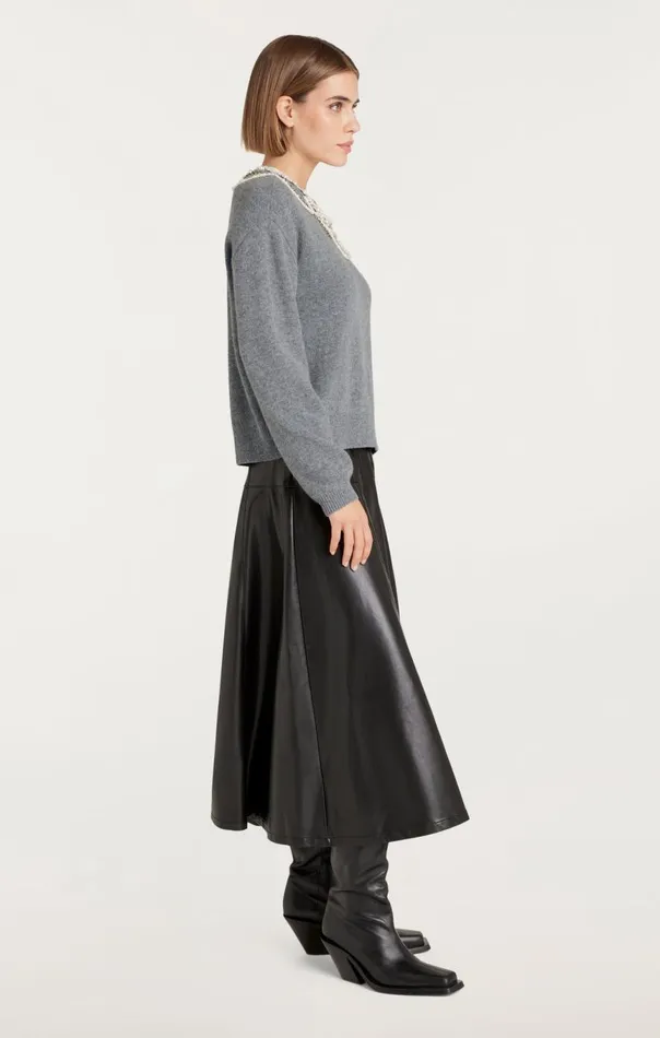 Women Necklace Lilliana Pullover Lightheathergrey Cinq Sept Sweaters and Knits