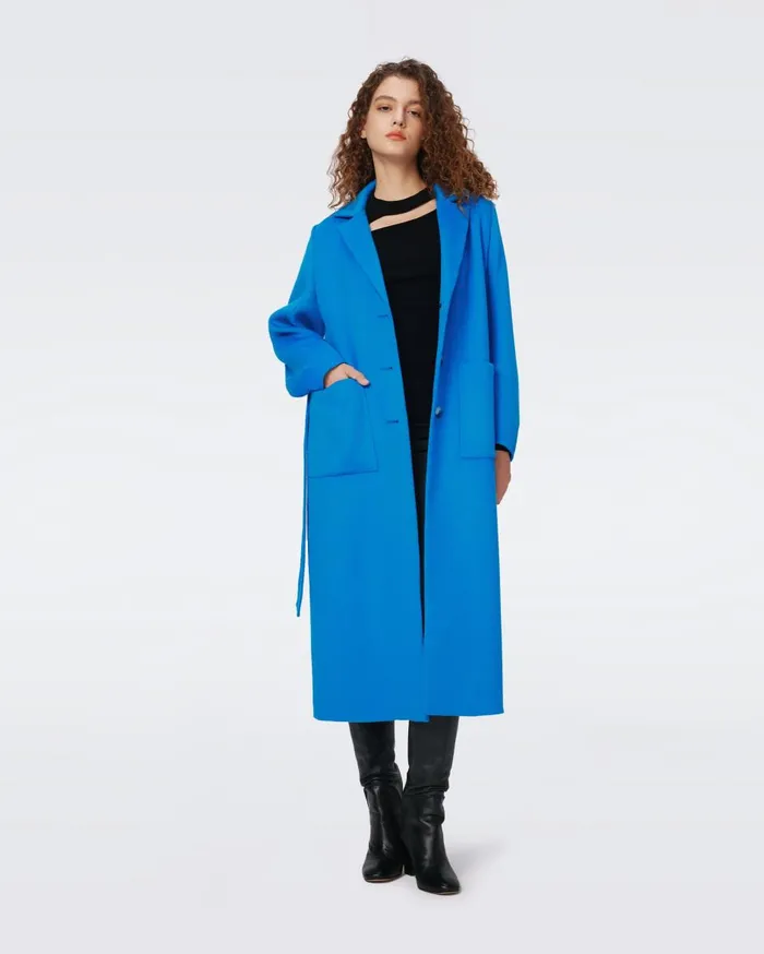 Women Nene Wool Coat Bright Blue DVF Jackets and Coats