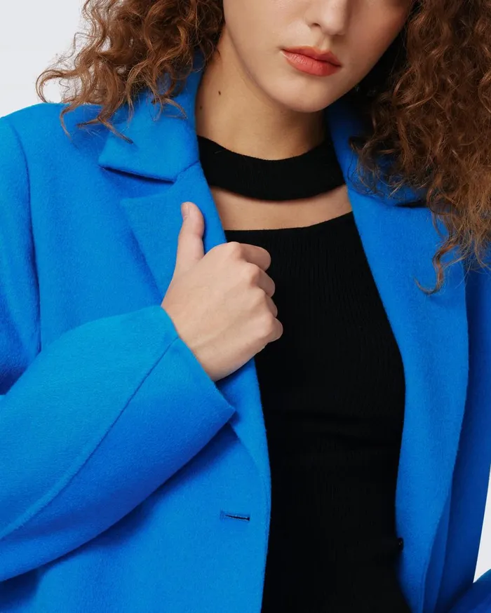 Women Nene Wool Coat Bright Blue DVF Jackets and Coats