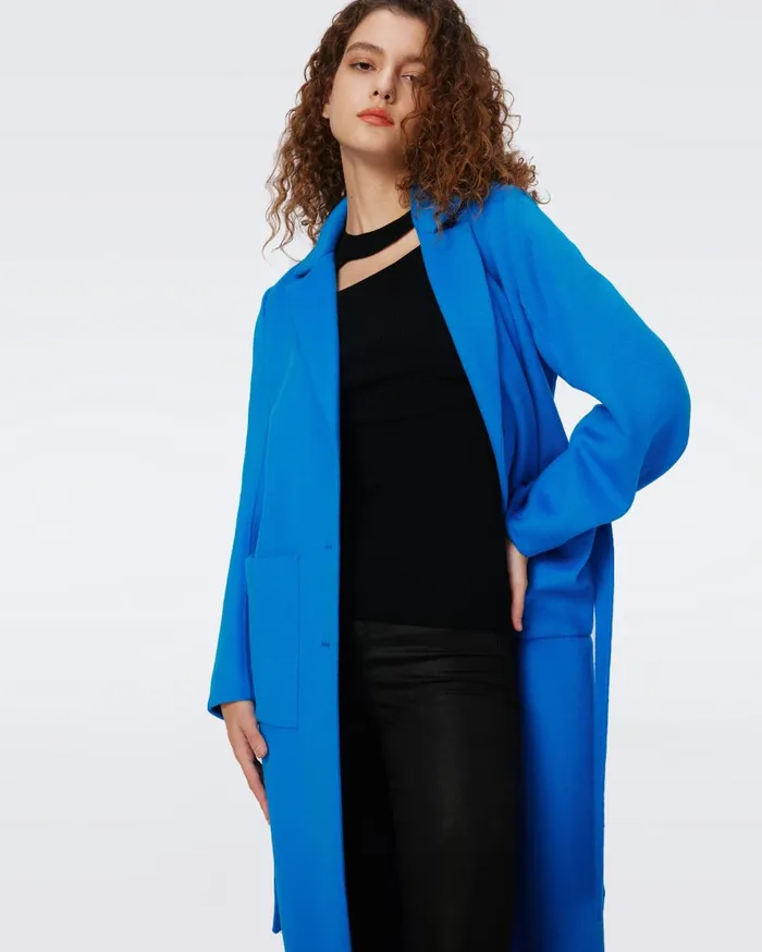 Women Nene Wool Coat Bright Blue DVF Jackets and Coats