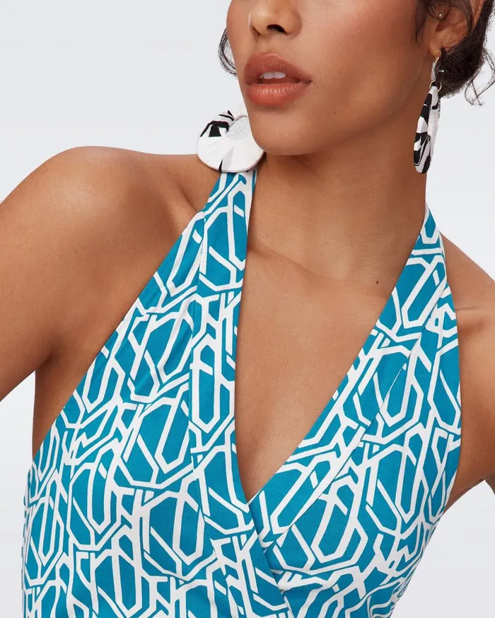 Women Nishi Cotton Dress Infinite Geo Teal DVF Dresses
