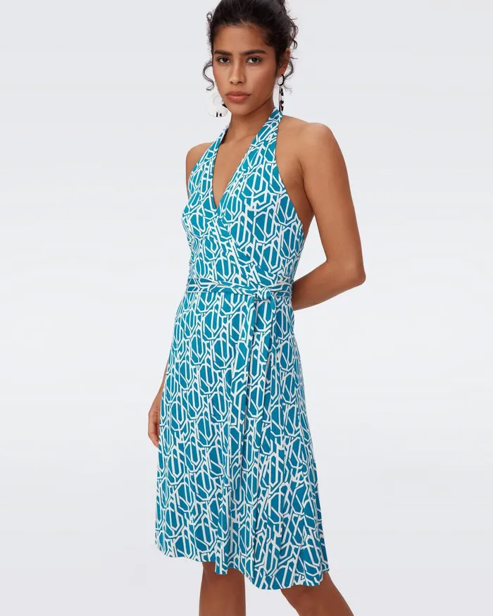 Women Nishi Cotton Dress Infinite Geo Teal DVF Dresses