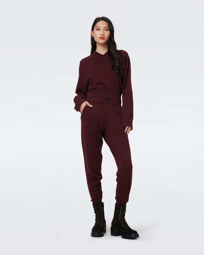 Women Oscar WoolCashmere Sweater Tawny Port DVF Tops
