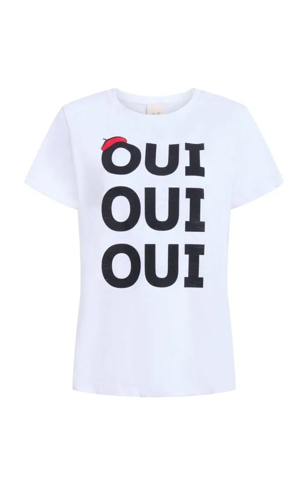 Women Oui Oui Oui Shrunken Tee Whiteblack Cinq Sept Tees