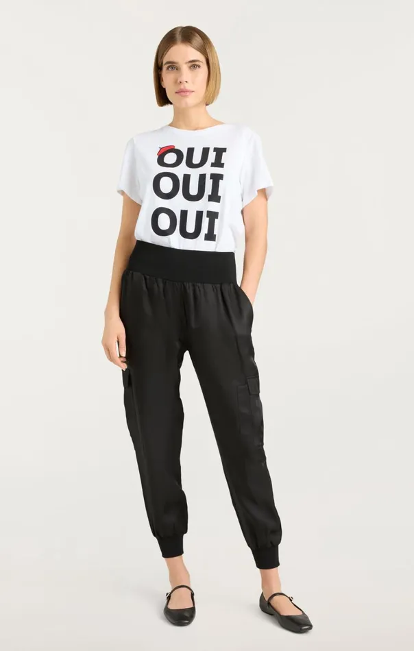 Women Oui Oui Oui Shrunken Tee Whiteblack Cinq Sept Tees
