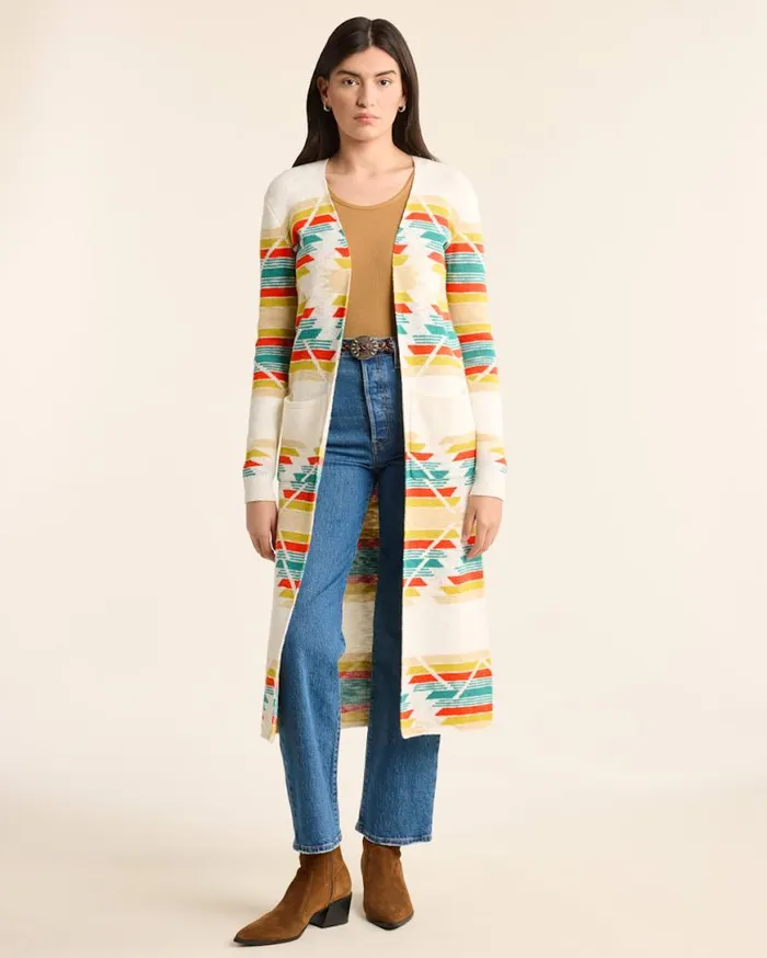 Women PACIFIC CITY DUSTER SWEATER Soft Ecru Multi Pendleton Sweaters