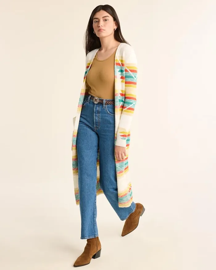 Women PACIFIC CITY DUSTER SWEATER Soft Ecru Multi Pendleton Sweaters