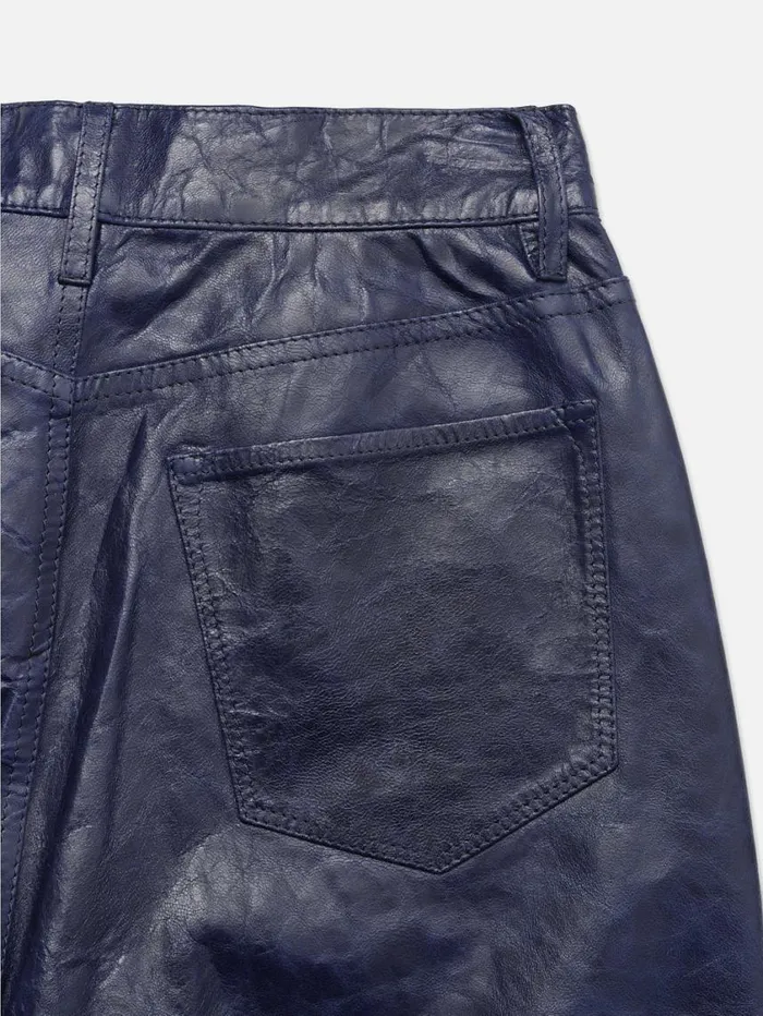 Women Pants FRAME Le Palazzo Leather 8212 Deep Sea Blue Women Pants FRAME Le Palazzo Leather 8212 Deep Sea Blue