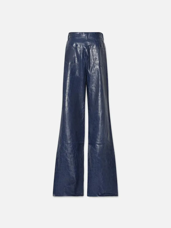 Women Pants FRAME Le Palazzo Leather 8212 Deep Sea Blue Women Pants FRAME Le Palazzo Leather 8212 Deep Sea Blue