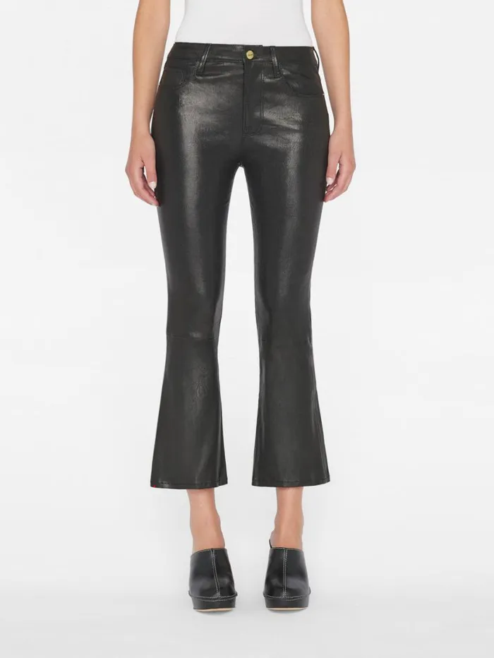 Women Pants FRAME Leather Le Crop Mini Boot 8212 Washed Black Women Pants FRAME Leather Le Crop Mini Boot 8212 Washed Black