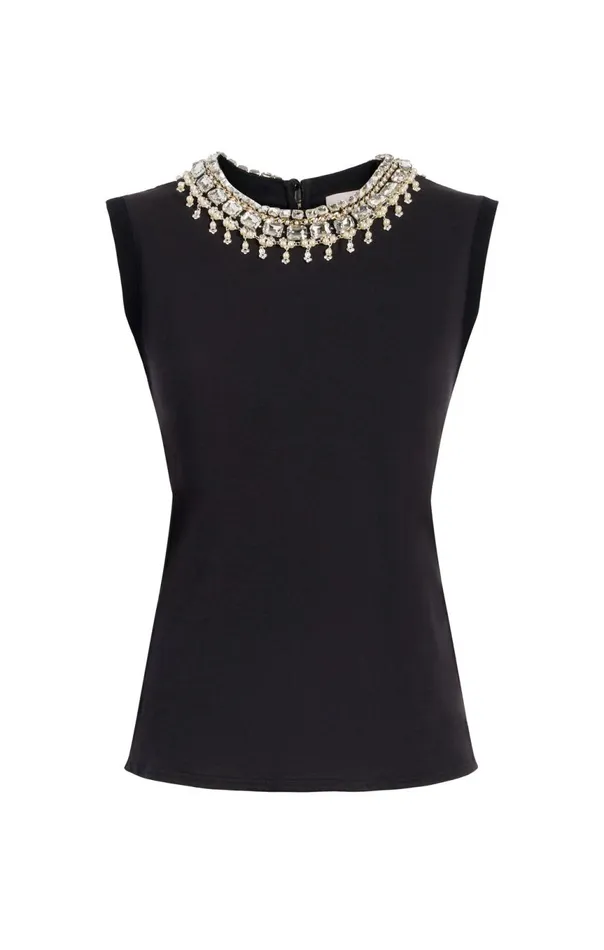 Women Pearl Necklace Brielle Tee Black Cinq Sept Tees