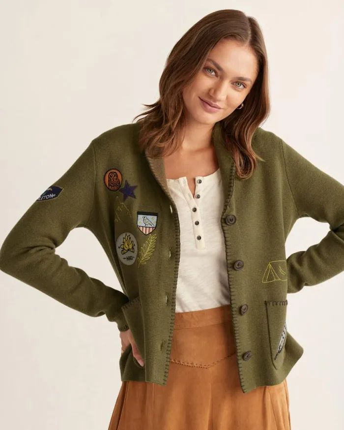 Women PENDLETON SOUVENIR CARDIGAN Dark Olive Pendleton Sweaters