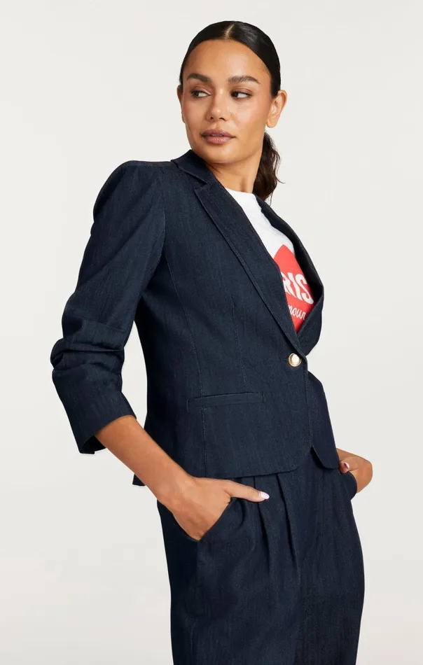 Women Petit Denim Khloe Blazer Indigo Cinq Sept Denim