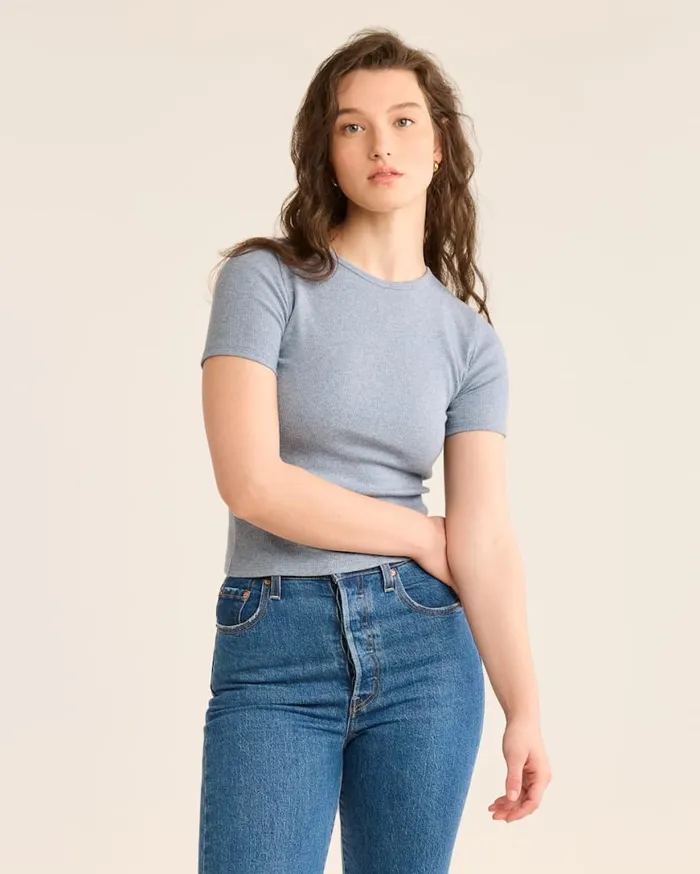 Women PIMA COTTON BABY TEE Heirloom Rose Pendleton Shirts and Blouses