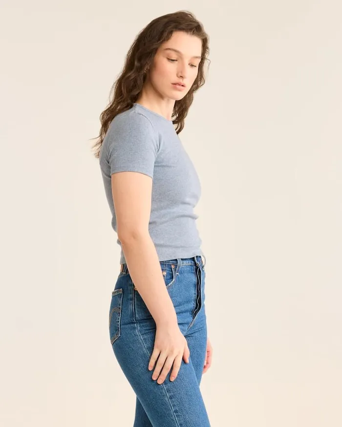 Women PIMA COTTON BABY TEE Heirloom Rose Pendleton Shirts and Blouses