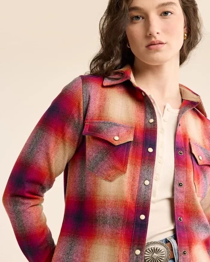 Women PLAID GAMBLER SHIRT Navymagenta Ombre Pendleton Shirts and Blouses
