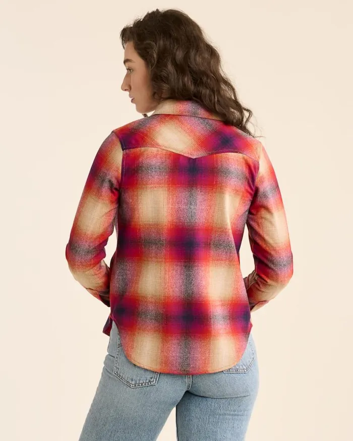 Women PLAID GAMBLER SHIRT Navymagenta Ombre Pendleton Shirts and Blouses