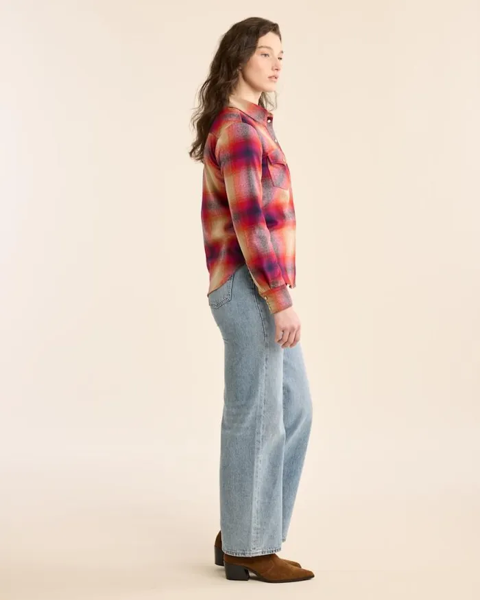 Women PLAID GAMBLER SHIRT Navymagenta Ombre Pendleton Shirts and Blouses