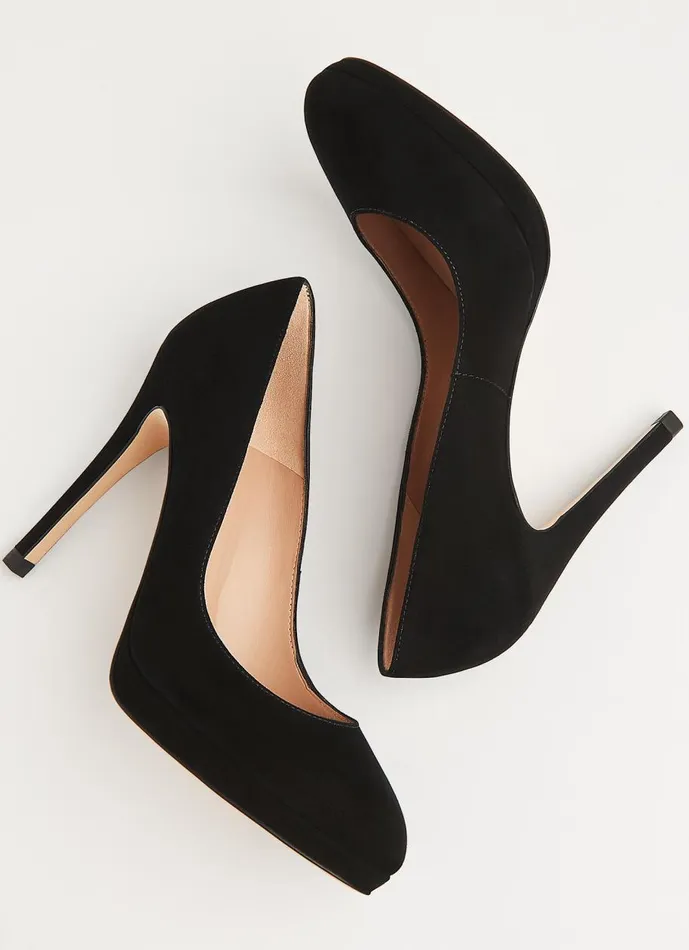 Women Platforms LKBennett Sledge Black Suede Platform Courts Black