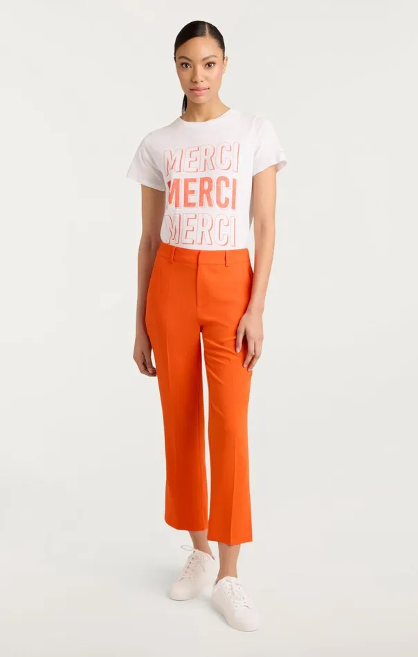 Women Pop Up Merci Merci Merci Tee Whitecherrytomato Cinq Sept Tees