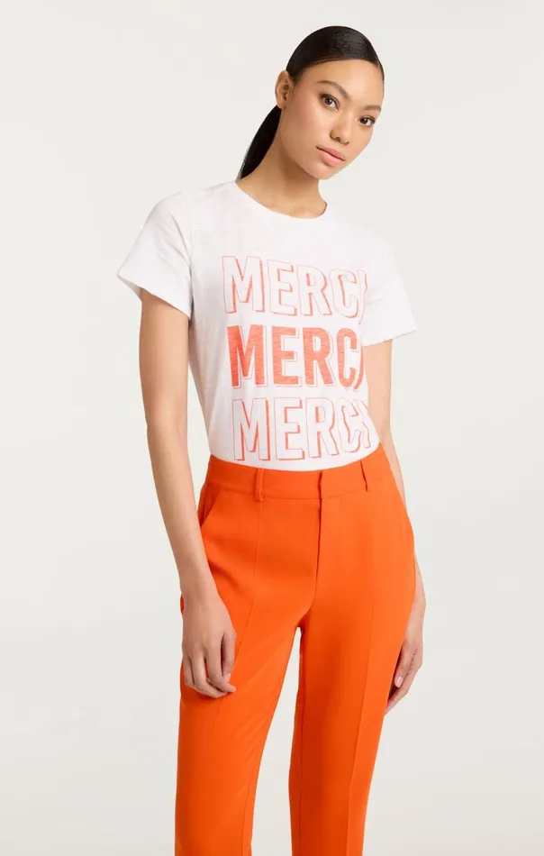 Women Pop Up Merci Merci Merci Tee Whitecherrytomato Cinq Sept Tees
