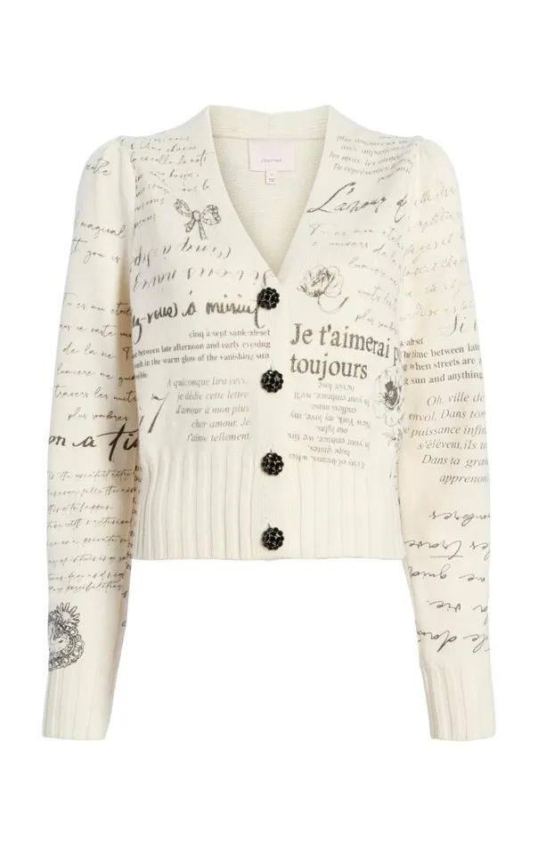Women Printed Lovenotes Morgan Cardigan Ivoryblack Cinq Sept Sweaters and Knits Women Printed Lovenotes Morgan Cardigan Ivoryblack Cinq Sept Sweaters and Knits