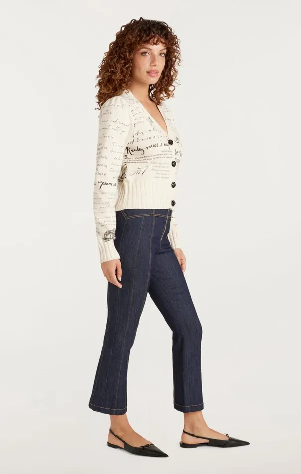 Women Printed Lovenotes Morgan Cardigan Ivoryblack Cinq Sept Sweaters and Knits