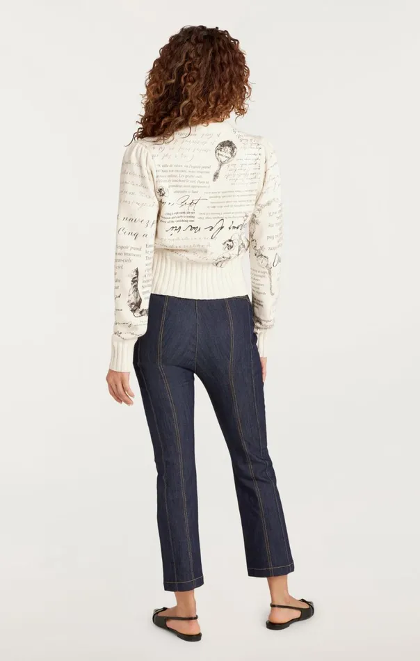 Women Printed Lovenotes Morgan Cardigan Ivoryblack Cinq Sept Sweaters and Knits