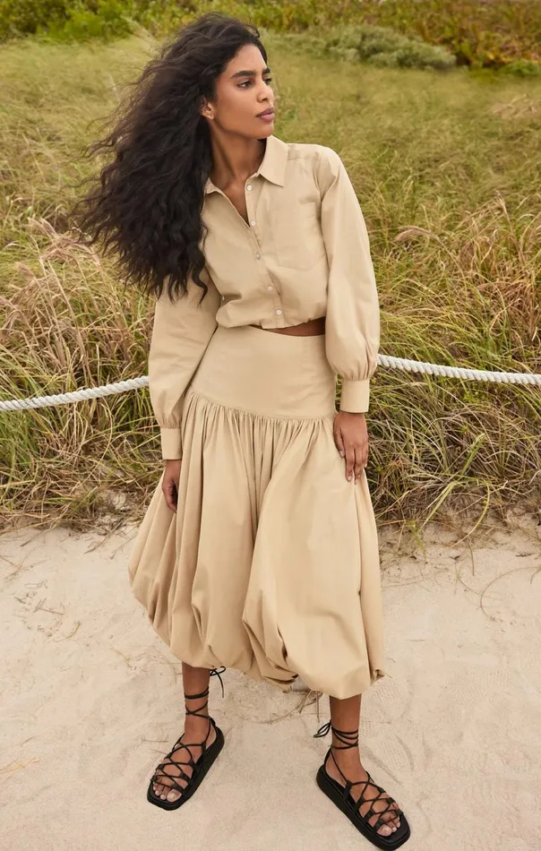 Women Reema Top Khaki Cinq Sept Long Sleeve Tops