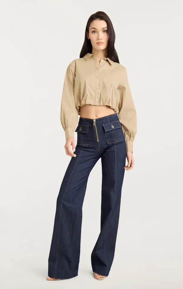 Women Reema Top Khaki Cinq Sept Long Sleeve Tops