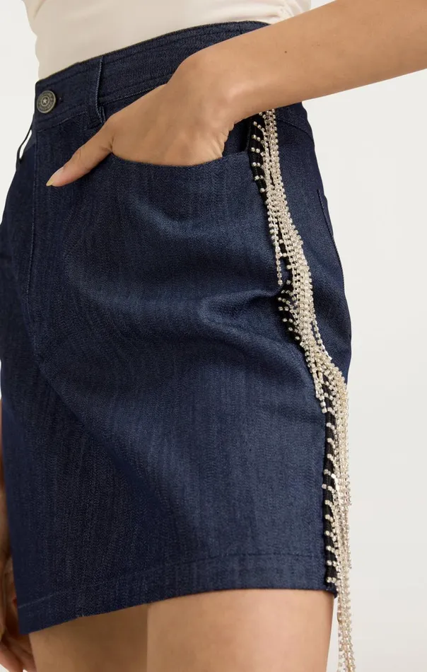 Women Rhinestone Dara Skirt Indigo Cinq Sept Skirts