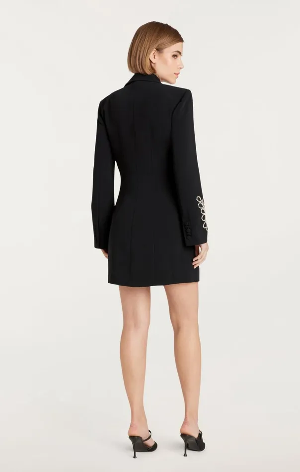 Women Rhinestone Paisley Long Sleeve Joel Dress Black Cinq Sept Cocktail and Evening