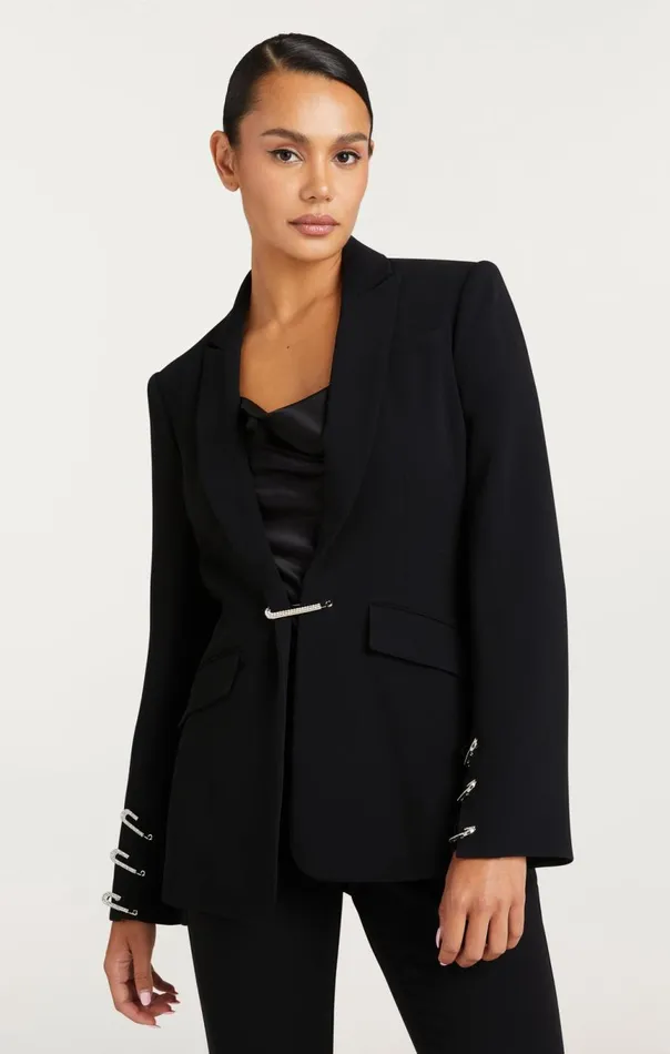 Women Rhinestone Pin Cheyenne Blazer Black Cinq Sept Blazers