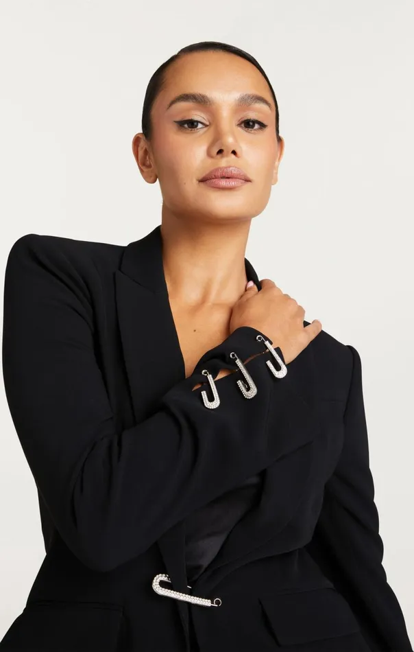 Women Rhinestone Pin Cheyenne Blazer Black Cinq Sept Blazers